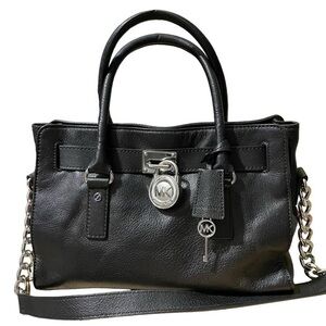Michael Kors Black Crossbody Bag with Silver Accents